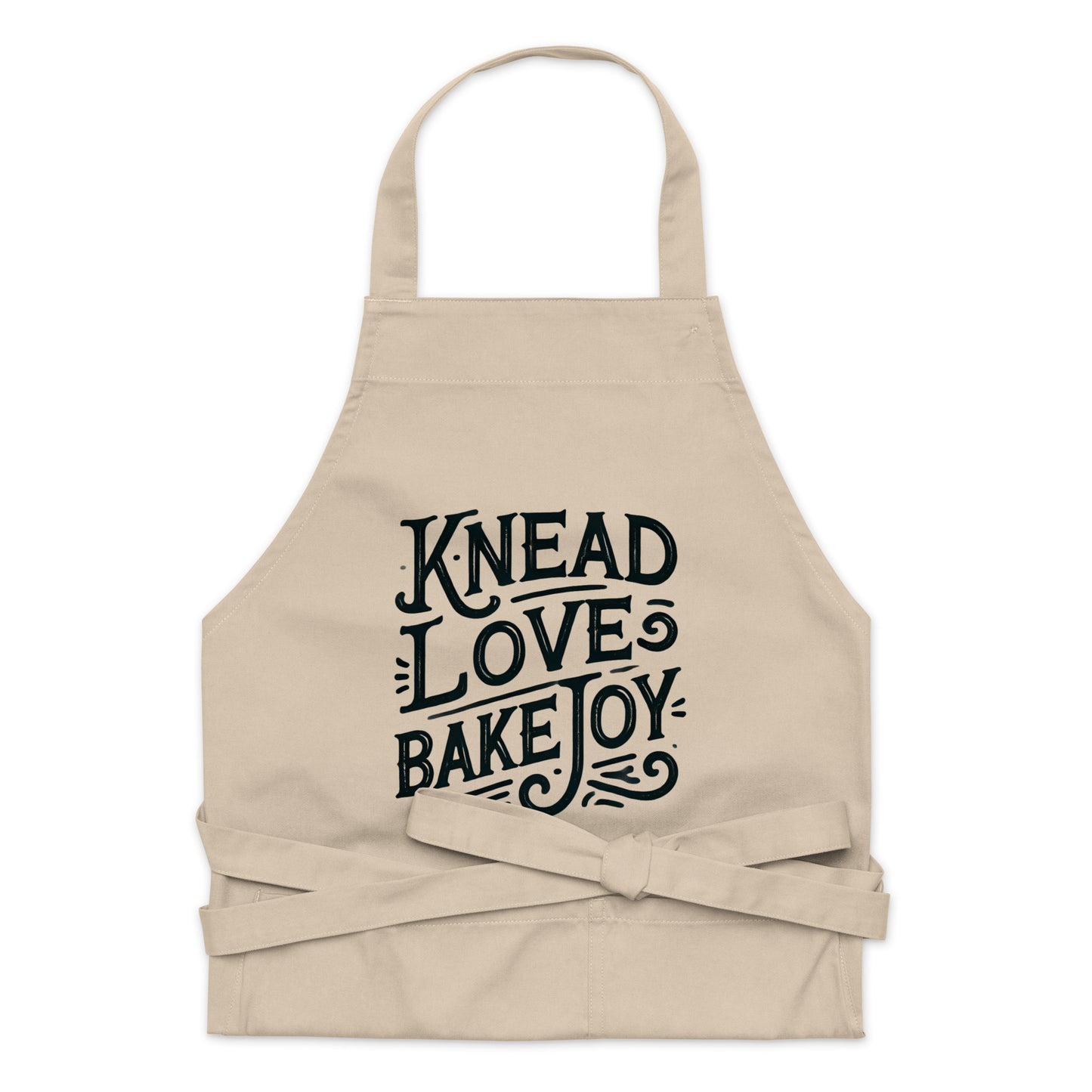 "100% organic cotton apron with adjustable straps, a large front pocket featuring two compartments, and a durable fabric weight of 7.08 oz/yd² (240 g/m²). perfect for protecting against spills and dirt while cooking in style."
