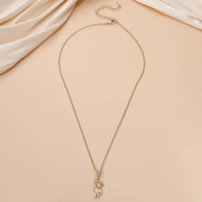 Cute Bear Pendant Necklace for Women - Gold Neck Chain with Cubic Zirconia Inlay