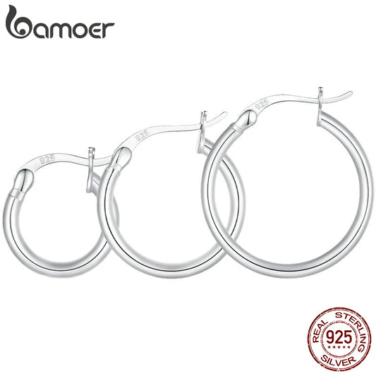 925 Sterling Silver Bold Classic Hypoallergenic Hoop Earrings