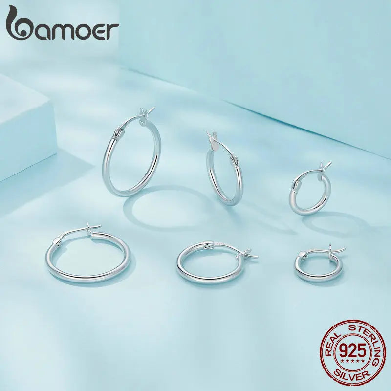 925 Sterling Silver Bold Classic Hypoallergenic Hoop Earrings