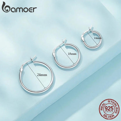 925 Sterling Silver Bold Classic Hypoallergenic Hoop Earrings