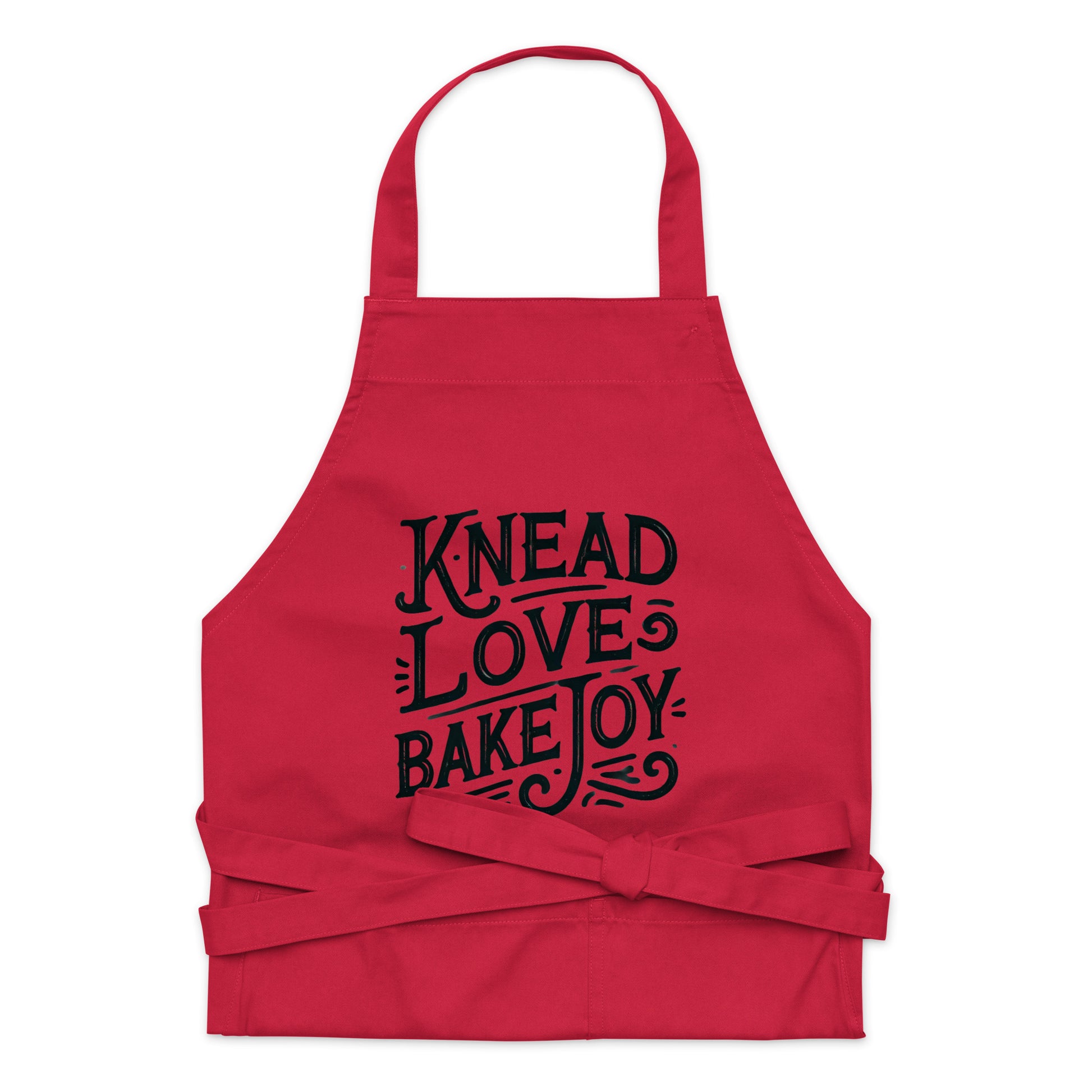 "100% organic cotton apron with adjustable straps, a large front pocket featuring two compartments, and a durable fabric weight of 7.08 oz/yd² (240 g/m²). perfect for protecting against spills and dirt while cooking in style."