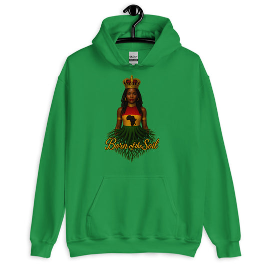 Born of Thee Soil Afrocentric Hoodie – Unisex Black Pride Streetwear Sweatshirt with Cultural Heritage Design"